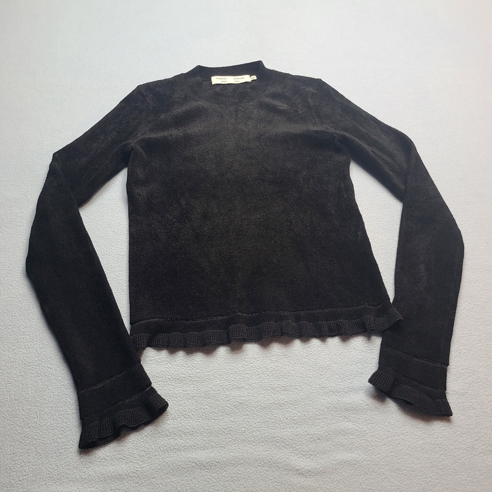 Proenza Schouler‎ White Label Top Womens S Black Excellent Ruffle Knit Sweater